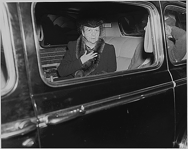 photo of Frances Perkins on way to FDR's funeral