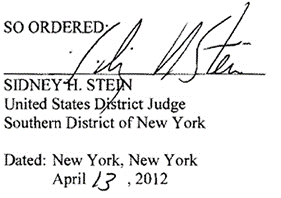 Signature of Judge Sidney H. 
Stein