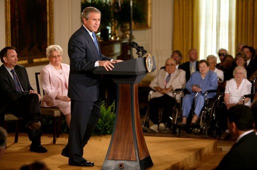 Bush speaking at podium